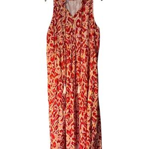 Vibrant Red, Yellow & Pink sleeveless summer maxi dress LIKE NEW Plus size